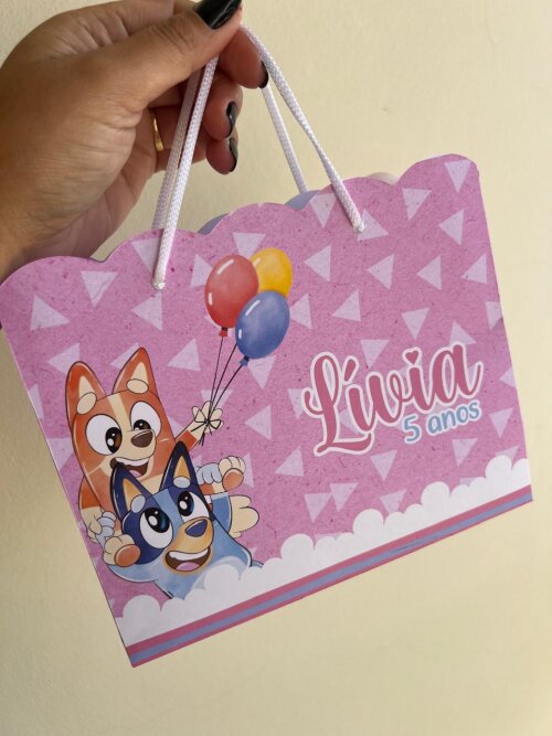 15 Sacolinhas Personalizada Sacolinha BLUEY Bluey e Bingo Menina