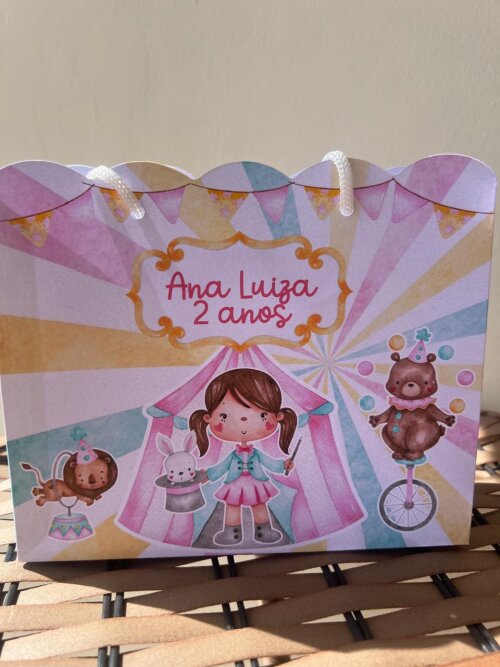 15 Sacolinhas Personalizada Circo Rosa Menina