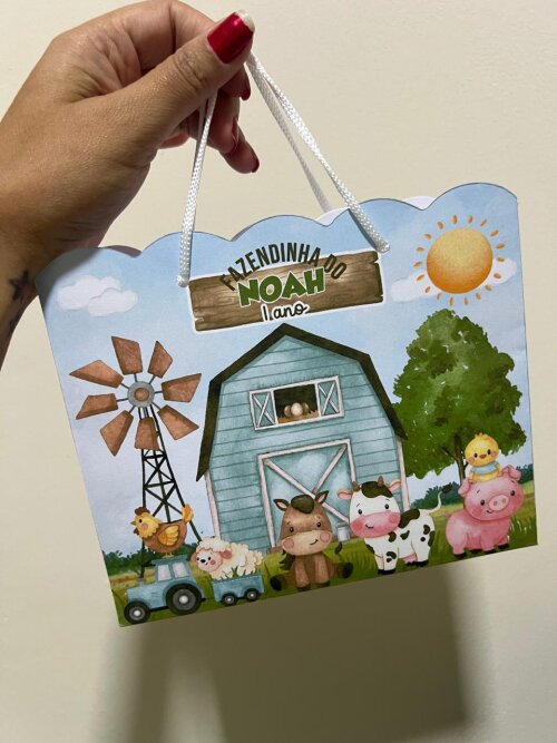 15 Sacolinhas Personalizadas Fazendinha Menino - lembrancinhas fazendinha - mimo fazendinha