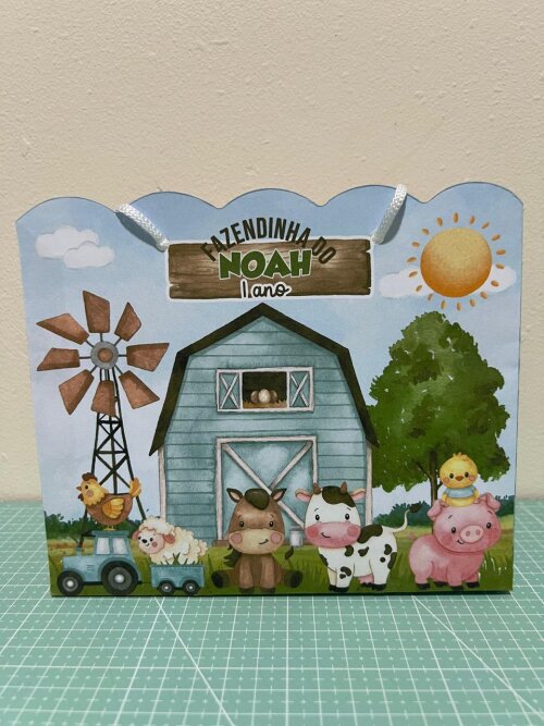 15 Sacolinhas Personalizadas Fazendinha Menino - lembrancinhas fa