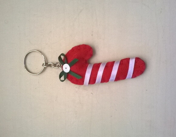 Chaveiro de Feltro - Bengala de Natal