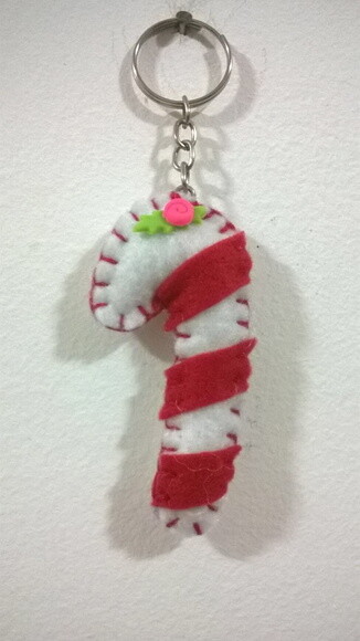 Chaveiro de Feltro - Bengala de Natal