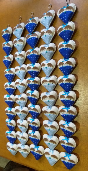 Chaveiro de Feltro - Coração de Gêmeos