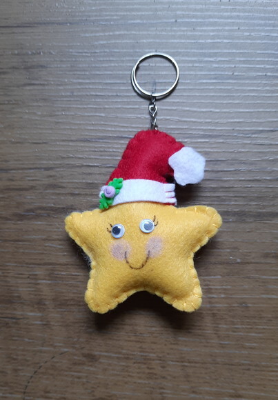 Chaveiro de Feltro - Estrela de Natal