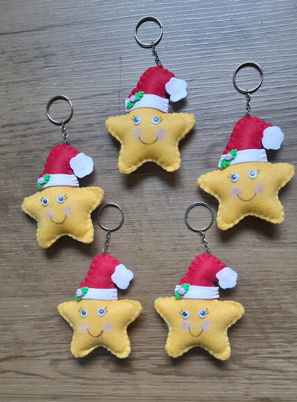 Chaveiro de Feltro - Estrela de Natal