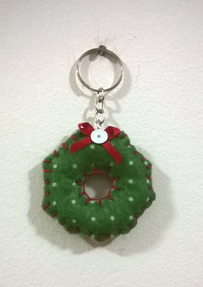 Chaveiro de Feltro - Guirlanda de Natal