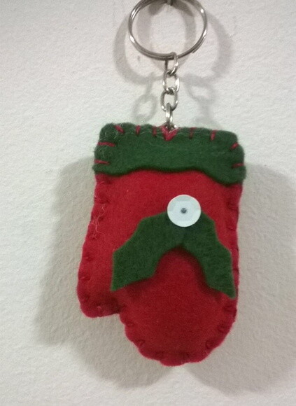 Chaveiro de Feltro - Luva de Natal