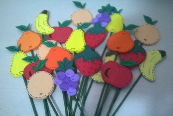 Frutas Decorativas de EVA no Palito - Tangerina