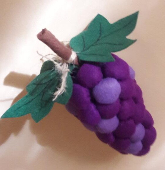 Frutas Decorativas de Feltro - Uva