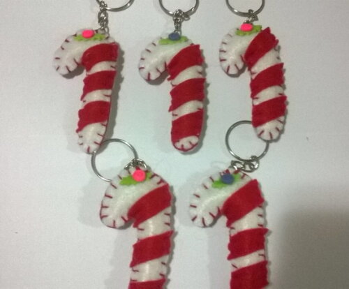 Chaveiro de Feltro - Bengala de Natal