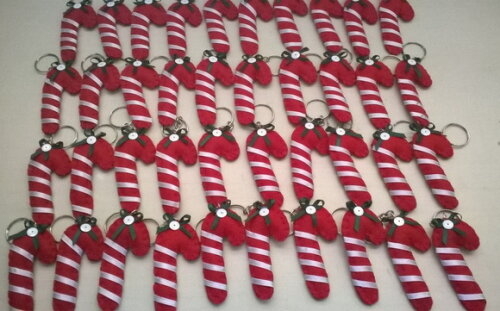 Chaveiro de Feltro - Bengala de Natal