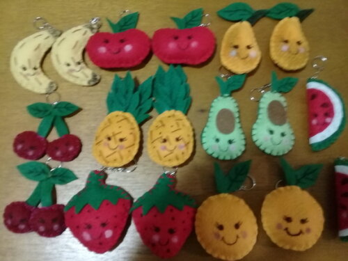 Chaveiro de Feltro - Carinhas de Frutas