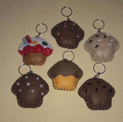 Chaveiro de Feltro - Cup Cake