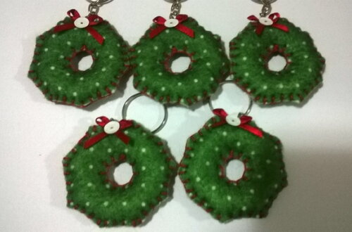 Chaveiro de Feltro - Guirlanda de Natal