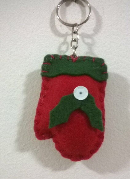 Chaveiro de Feltro - Luva de Natal