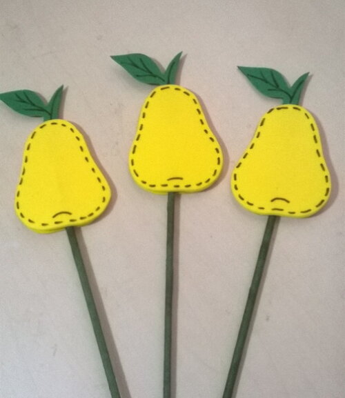 Frutas Decorativas de EVA no Palito - Pera