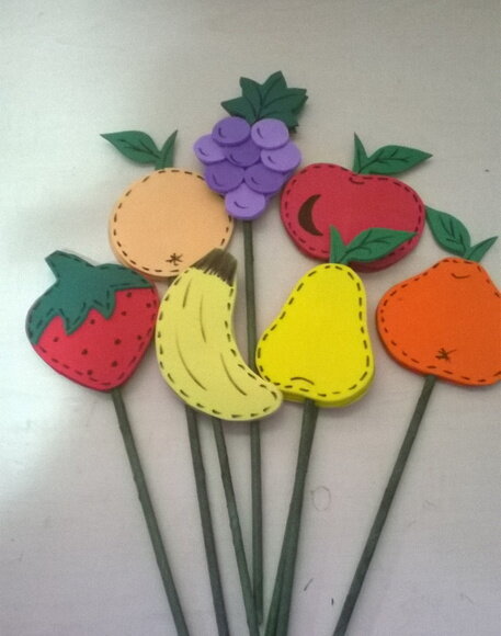 Frutas Decorativas de EVA no Palito - Pera