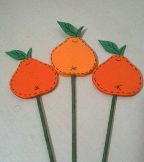 Frutas Decorativas de EVA no Palito - Tangerina