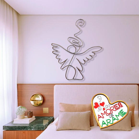 Escultura Anjo Guardião Móbile Decora Sala Varanda Quarto do Be