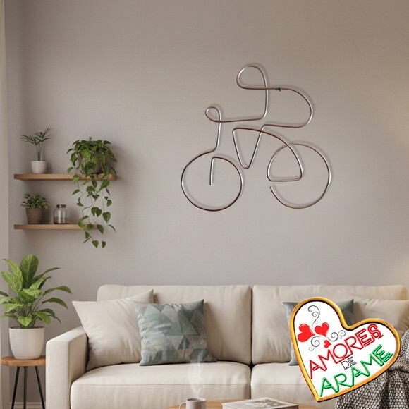Escultura de Arame Bike Decoração Sala Quarto Bicicleta