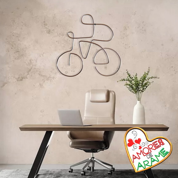 Escultura de Arame Bike Decoração Sala Quarto Bicicleta