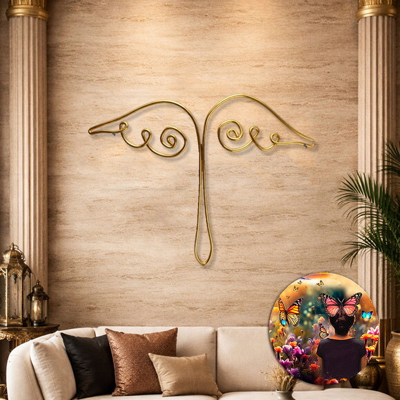 Escultura de Parede Asa de Anjo Decoração Sala Quarto Parede