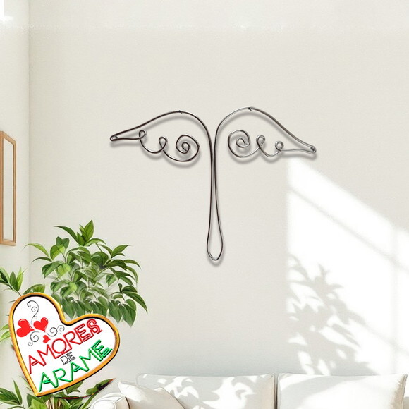 Escultura de Parede Asa de Anjo Decoração Sala Quarto Parede