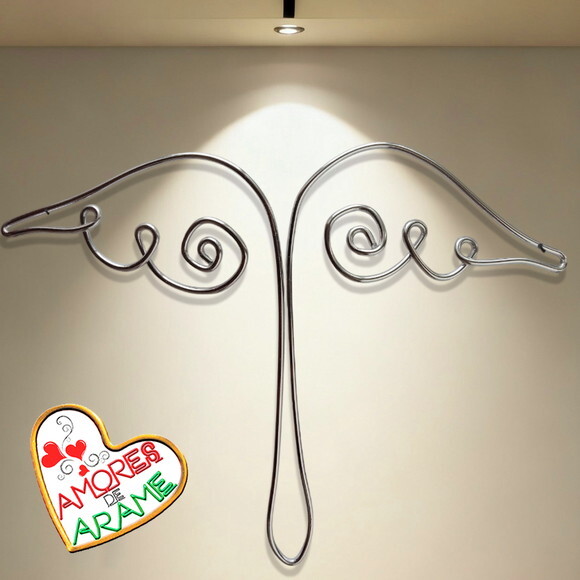 Escultura de Parede Asa de Anjo Decoração Sala Quarto Parede