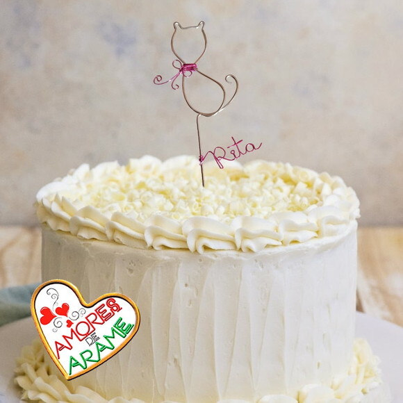 Topo de Aniversário Gatinha  Personalizado