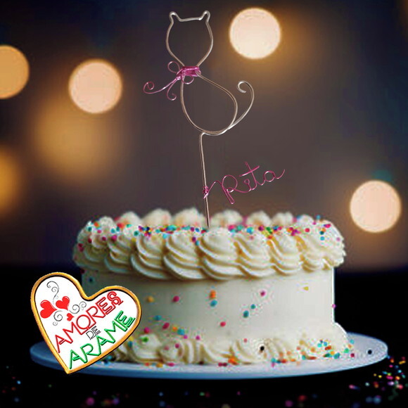 Topo de Aniversário Gatinha  Personalizado