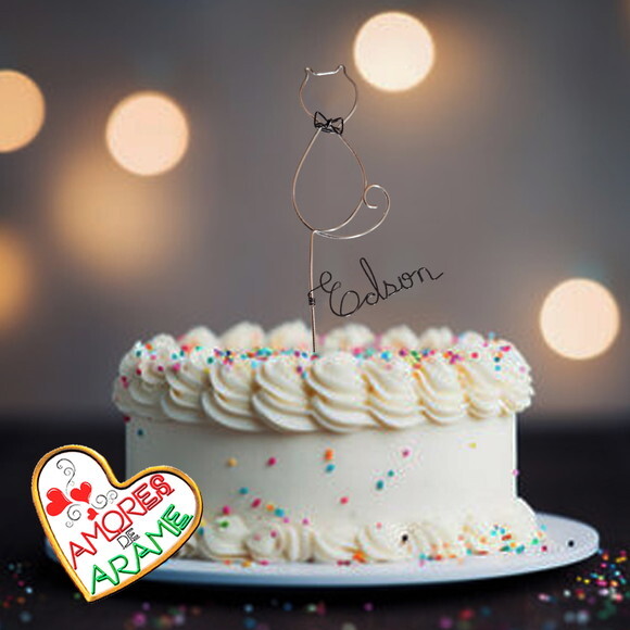 Topo de Aniversário Gatinho Personalizado