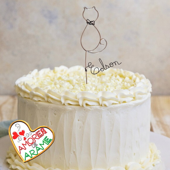 Topo de Aniversário Gatinho Personalizado