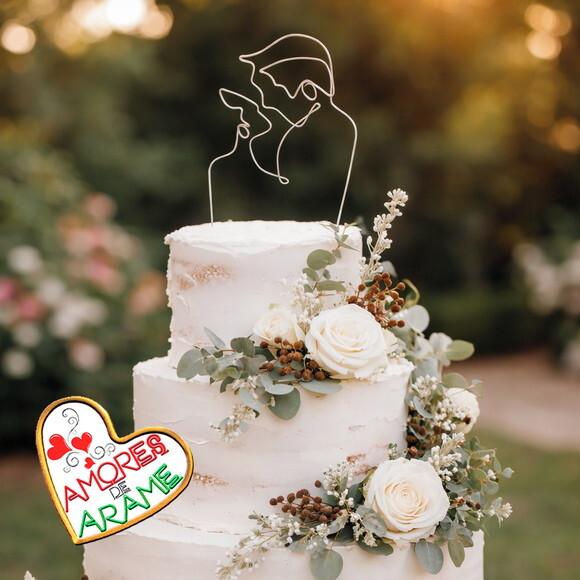 Topo de Bolo Beijo Decoração Noivado Casamento Bodas