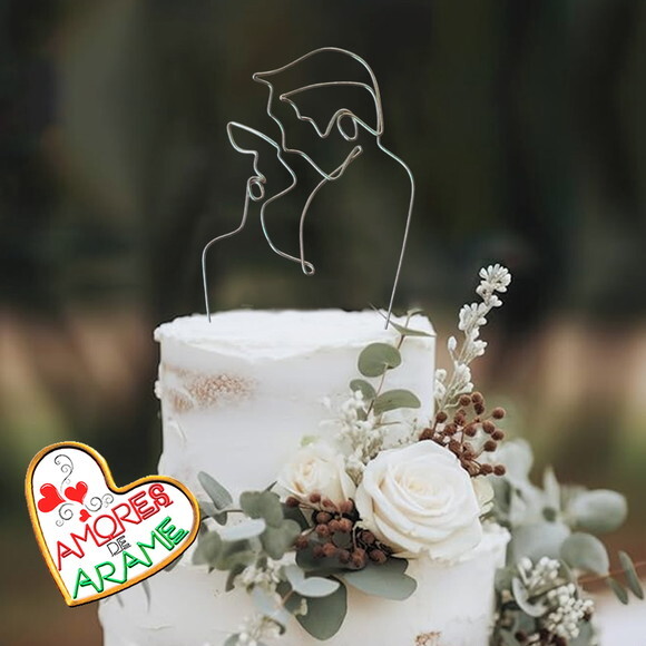 Topo de Bolo Beijo Decoração Noivado Casamento Bodas