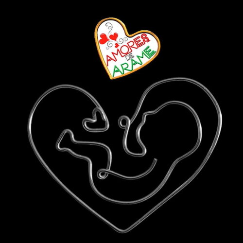 Escultura de Arame Baby Lovers Porta Maternidade Decoração