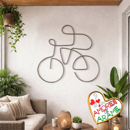 Escultura de Arame Bike Decoração Sala Quarto Bicicleta