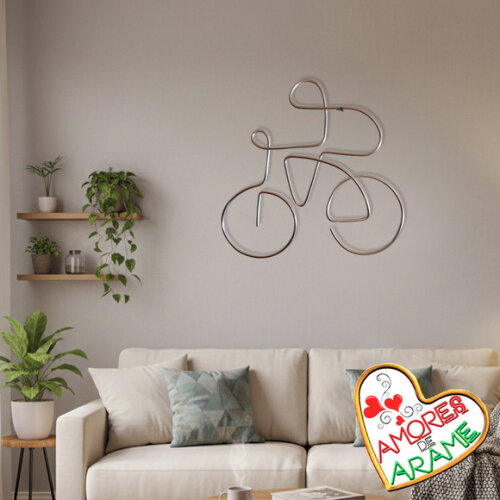 Escultura de Arame Bike Decoração Sala Quarto Bicicleta