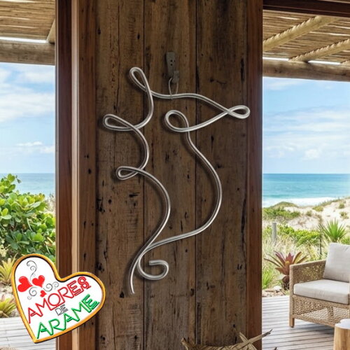 Escultura de Parede Móbile Cavalo Marinho Decoração Praia