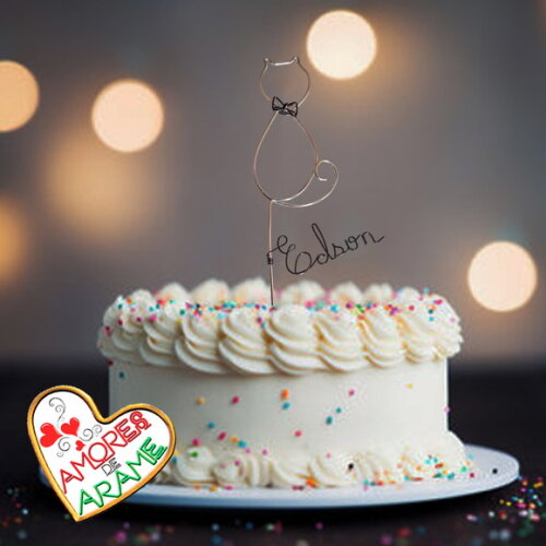 Topo de Aniversário Gatinho Personalizado