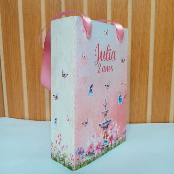 10 Sacolas Personalizadas Jardim das Fadas para Lembrancinha