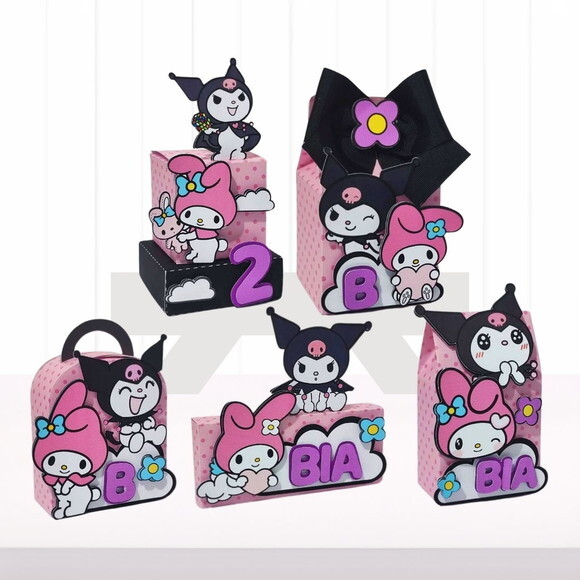 Centro de Mesa My Melody e Kuromi - 30 Itens