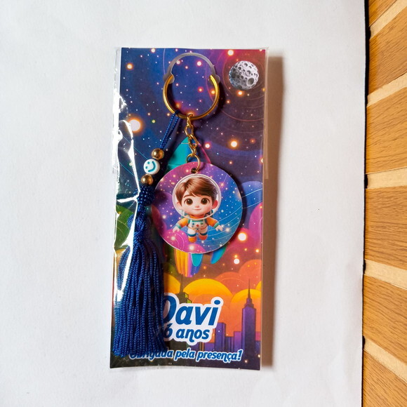 Chaveiro Espelhado Astronauta - Lembrancinha Festa Infantil