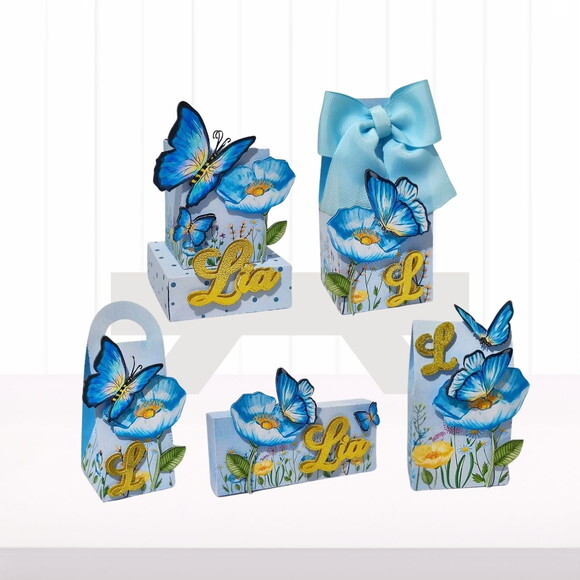 Personalizados Borboletas Azuis - 20 Itens
