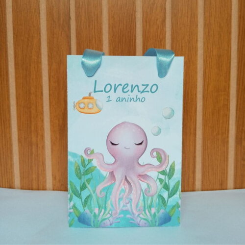 10 Sacolas Personalizadas Fundo do Mar para Lembrancinha