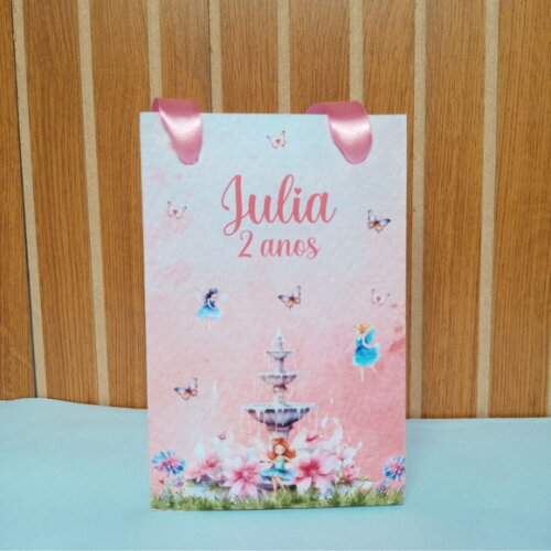 10 Sacolas Personalizadas Jardim das Fadas para Lembrancinha