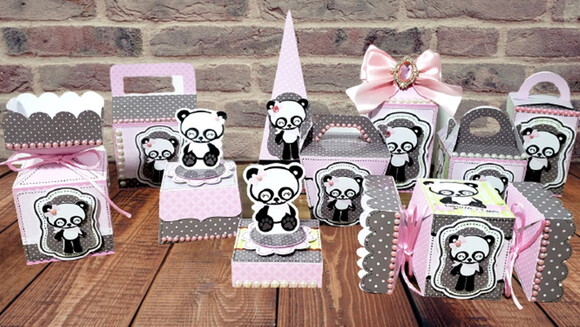 Arquivo Corte Kit Silhouette Panda Rosa Luxo