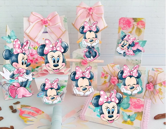 Arquivo Silhouette Minnie Rosa Aquarelada Luxo