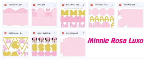 Arquivo Corte Kit Silhouette Minnie Rosa Luxo