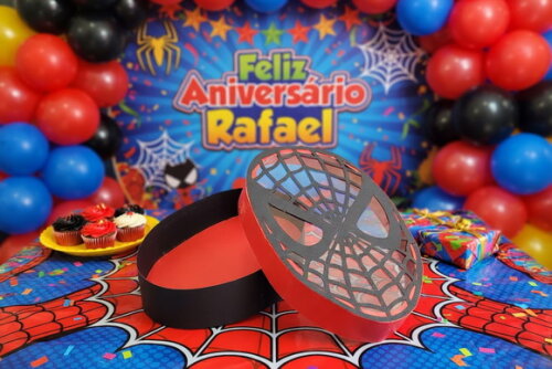 Arquivo de Corte Caixa Máscara Homem Aranha Studio pdf e Svg
