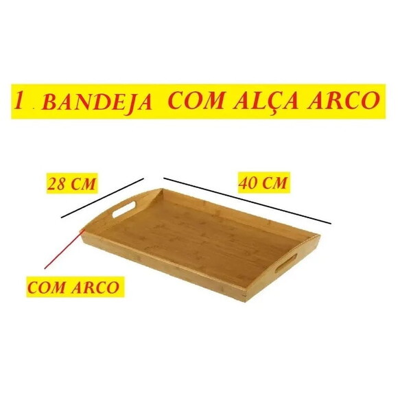 Bandeja Retangular Alça Arco 40x28cm Top Util
